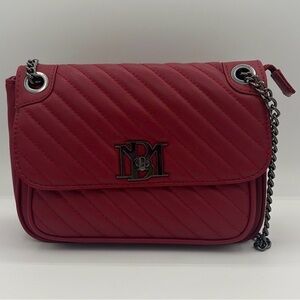 Badgley Mischka Brick Red Quilted Chain crossbody with letter lock New with Tags